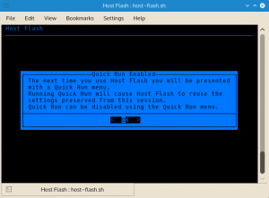 Informational prompts are displayed to ensure you know where files are stored, how files can be reset and to explain important instructions.