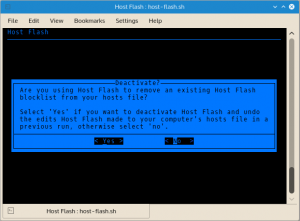 Host Flash offers to delete the Host flash blocklist when Host Flash detects a previously installed Host Flash blocklist.